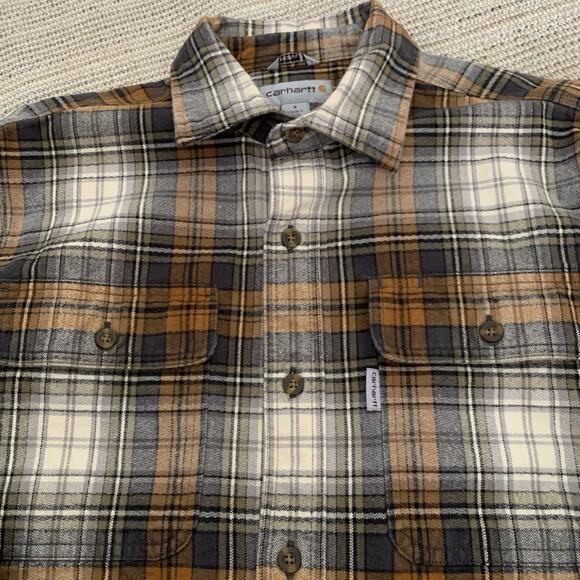 Carhartt Shirt Mens Small Gray Plaid Original Fit Button Heavyweight Workwear - Picture 1 of 6